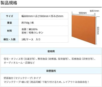 おしゃれな吸音材 吸音（キュート）パネル 幅600mm×高さ900ｍｍ×厚み25ｍｍ 吸音 防音 騒音対策